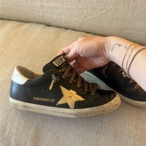 Golden Goose Black and Gold Sneakers